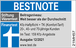 EUROPA Kfz-Versicherung: Ausgezeichnet mit "Bestnote" im Finanztest von Stiftung Warentest (12/2021) EUROPA Kfz-Versicherung: Ausgezeichnet mit "Bestnote" im Finanztest von Stiftung Warentest (12/2021)