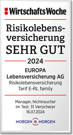 Wirtschaftswoche vergibt „sehr gut“ an die EUROPA Risikolebensversicherung (07/2024)