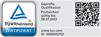 Zertifiziert vom TÜV Rheinland.